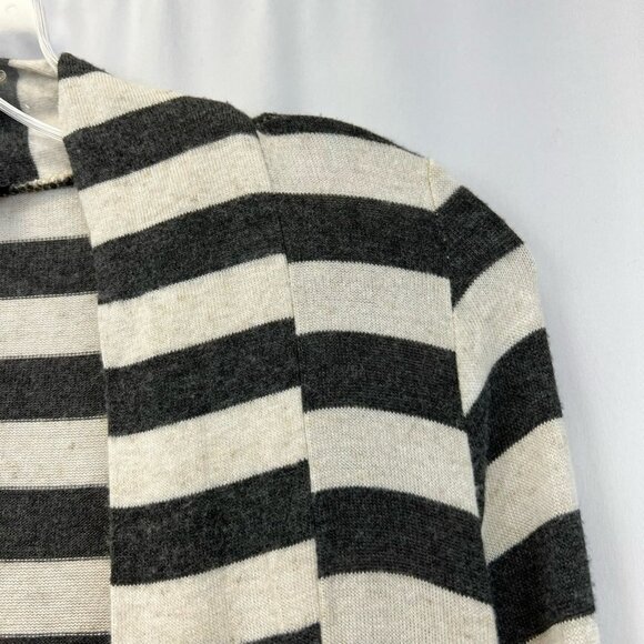 Piacé Boutique Womens Open Cardigan Gray Stripe Long Sleeve Elbow Patch Small - Picture 9 of 11